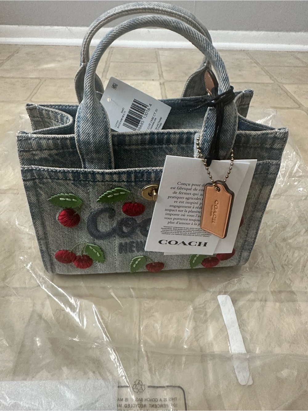Coach Cargo Tote 20 with Cherry Embroidery